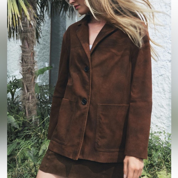 Zara 100% suede leather blazer jacket - Picture 5 of 8